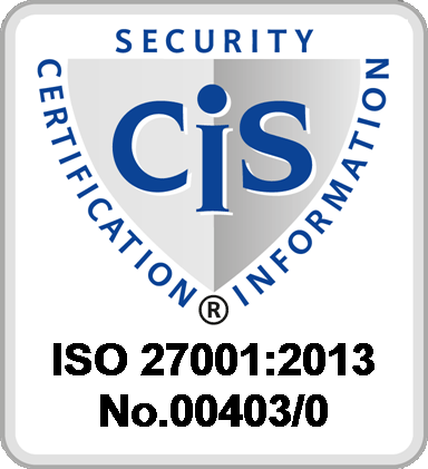 CIS安全認證信息- ISO 27001:2013 No. 00403/0
